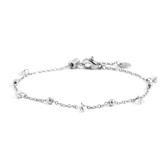 2br0061-w Bracciale con cristalli bianchi e sfere