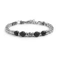 Carica l'immagine nel visualizzatore della galleria, Bracciale catena box con trama con sfere in onice nera e pietra lavica
