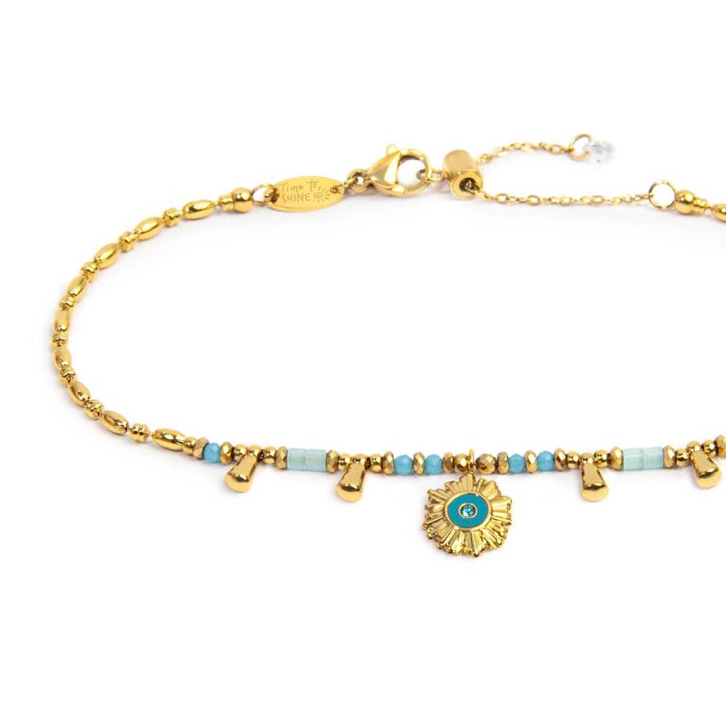 Bracciale catena chicco di riso con sole pendente