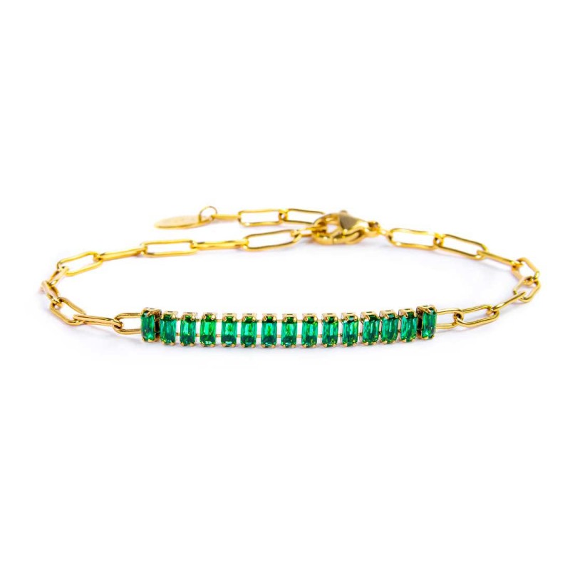 Bracciale catena con tennis cristalli baguette centrali - Desidero