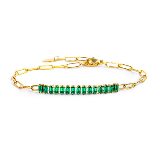 Bracciale catena con tennis cristalli baguette centrali - Desidero