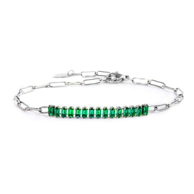 Bracciale catena con tennis cristalli baguette centrali - Desidero