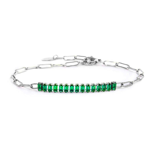 Bracciale catena con tennis cristalli baguette centrali - Desidero