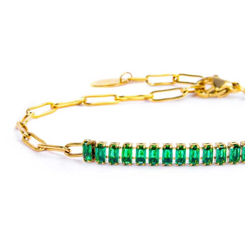 Bracciale catena con tennis cristalli baguette centrali - Desidero
