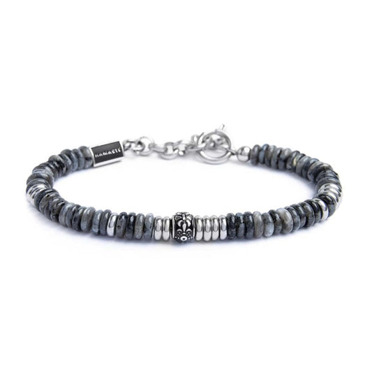 Bracciale catena dischetti in pietra e acciaio