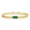 Carica l'immagine nel visualizzatore della galleria, Bracciale catena grumetta con cristallo baguette centrale - Desidero
