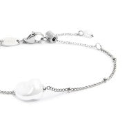 Bracciale catena grumetta con perla ovale centrale