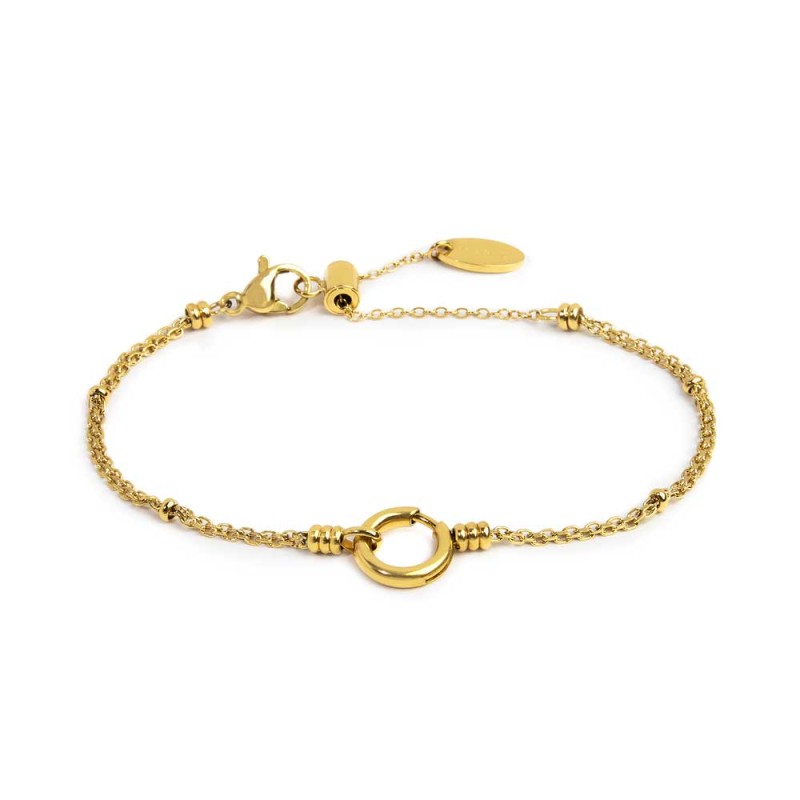 Bracciale catena mesh con sfere al centro moschettone ad anello