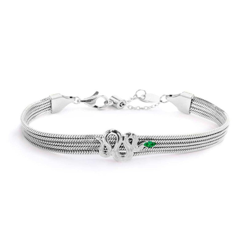 Bracciale catena multifilo con serpente e zircone - Desidero