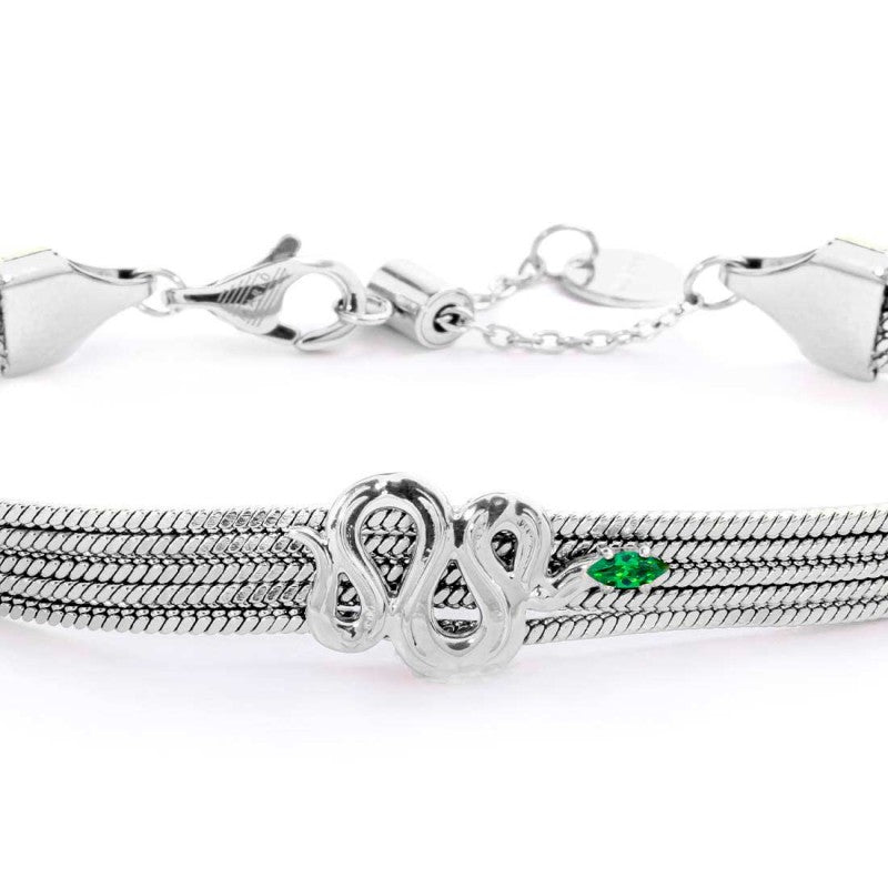 Bracciale catena multifilo con serpente e zircone - Desidero
