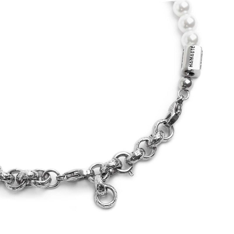 Bracciale catena rolò con trama e perle - Desidero