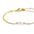 Carica l'immagine nel visualizzatore della galleria, Bracciale catena snake con perla ovale centrale
