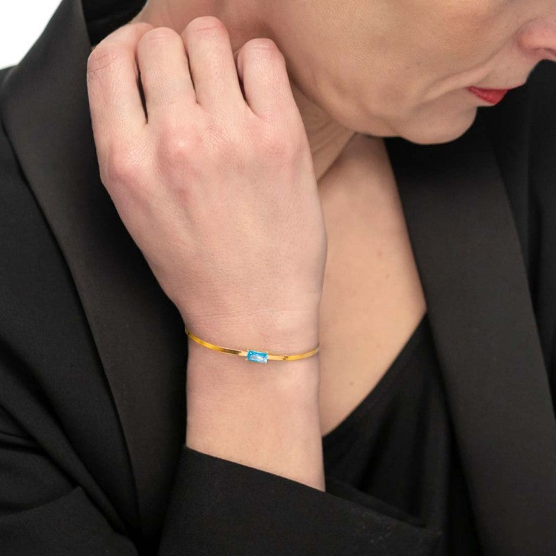 Bracciale catena snake con zircone baguette - Desidero