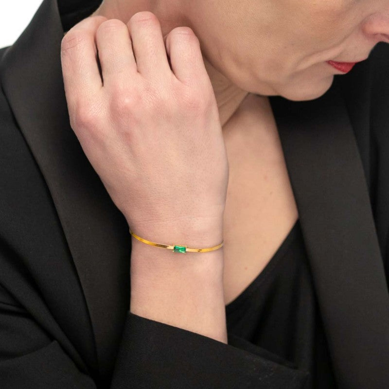 Bracciale catena snake con zircone baguette - Desidero