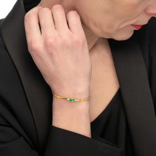 Bracciale catena snake con zircone baguette - Desidero