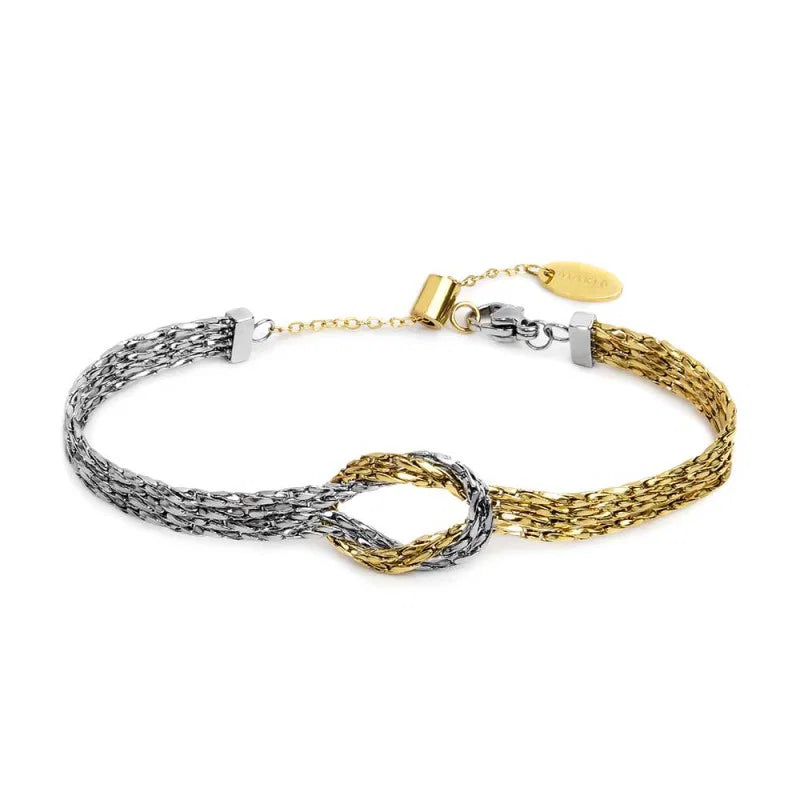 BRACCIALE CON NODO CENTRALE CATENA SNAKE QUADRATA RITORTA