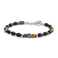 Carica l'immagine nel visualizzatore della galleria, Bracciale con onice nera ovale e sfere occhio di tigre
