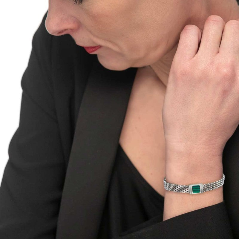 Bracciale con pietra centrale catena mesh - Desidero