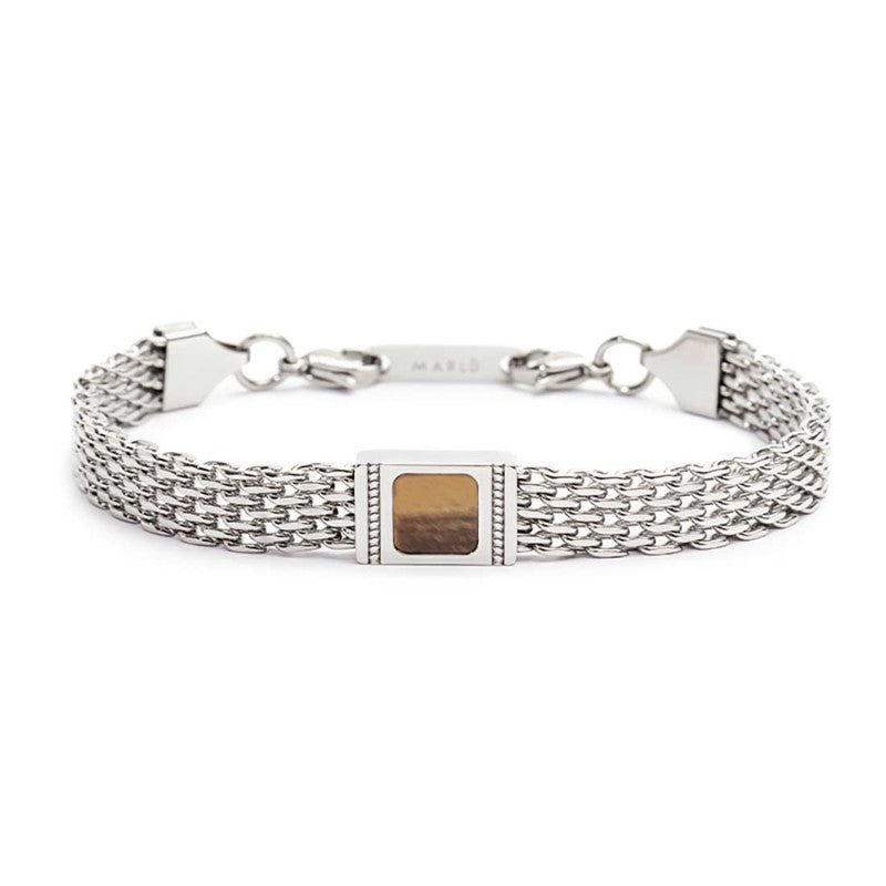 Bracciale con pietra centrale catena mesh - Desidero