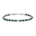Carica l'immagine nel visualizzatore della galleria, Bracciale con rondelle in malachite ed onice nera e cilindro diamantato - Desidero
