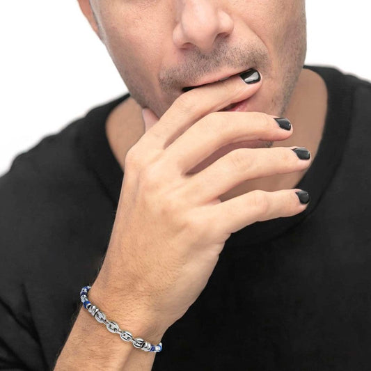 Bracciale con sodalite a rondelle e catena marine - Desidero