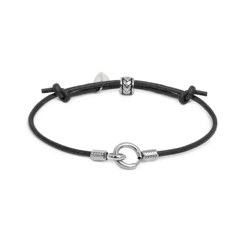 BRACCIALE CORDINO CERATO CON ANELLO CENTRALE