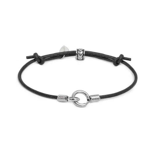 BRACCIALE CORDINO CERATO CON ANELLO CENTRALE