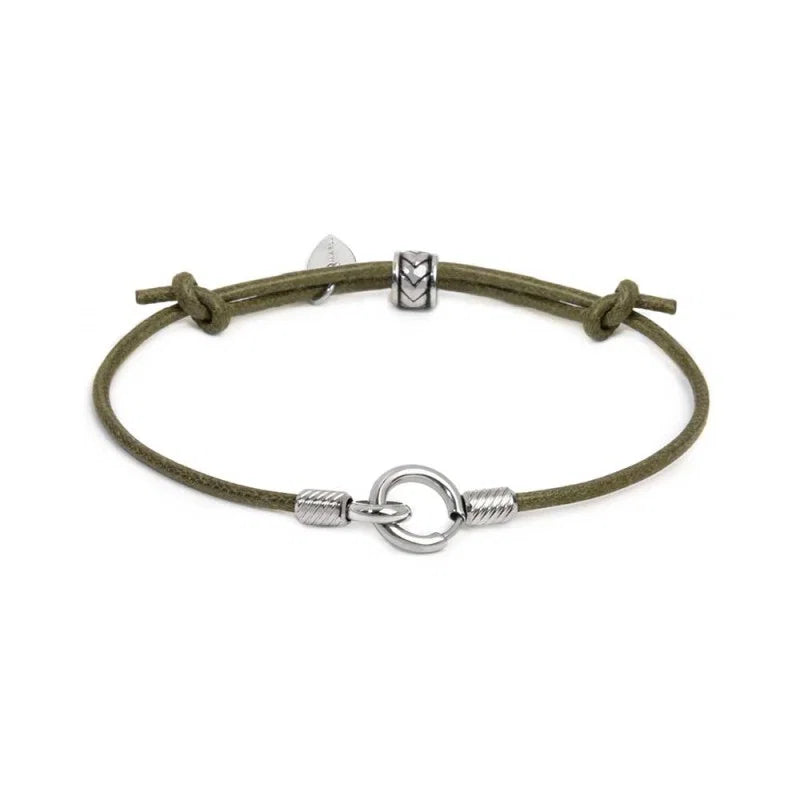 BRACCIALE CORDINO CERATO CON ANELLO CENTRALE