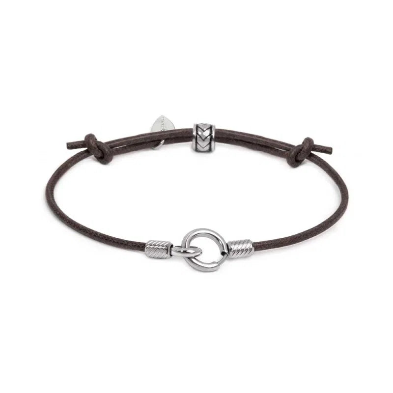 BRACCIALE CORDINO CERATO CON ANELLO CENTRALE