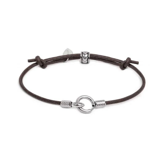 BRACCIALE CORDINO CERATO CON ANELLO CENTRALE