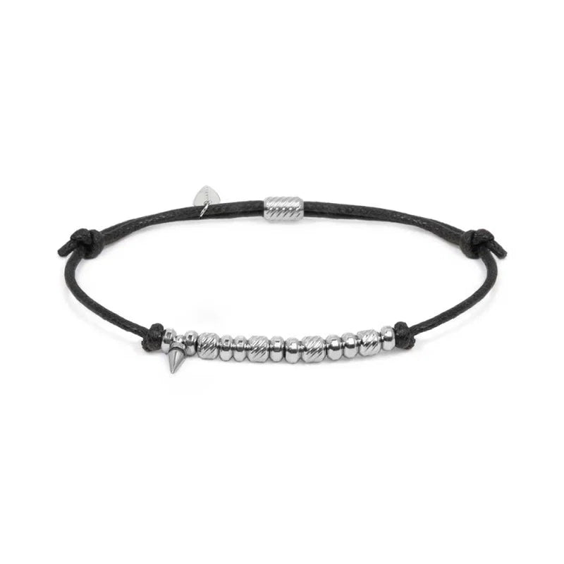 BRACCIALE CORDINO CERATO ELEMENTI IN ACCIAIO E MINI SPIKE
