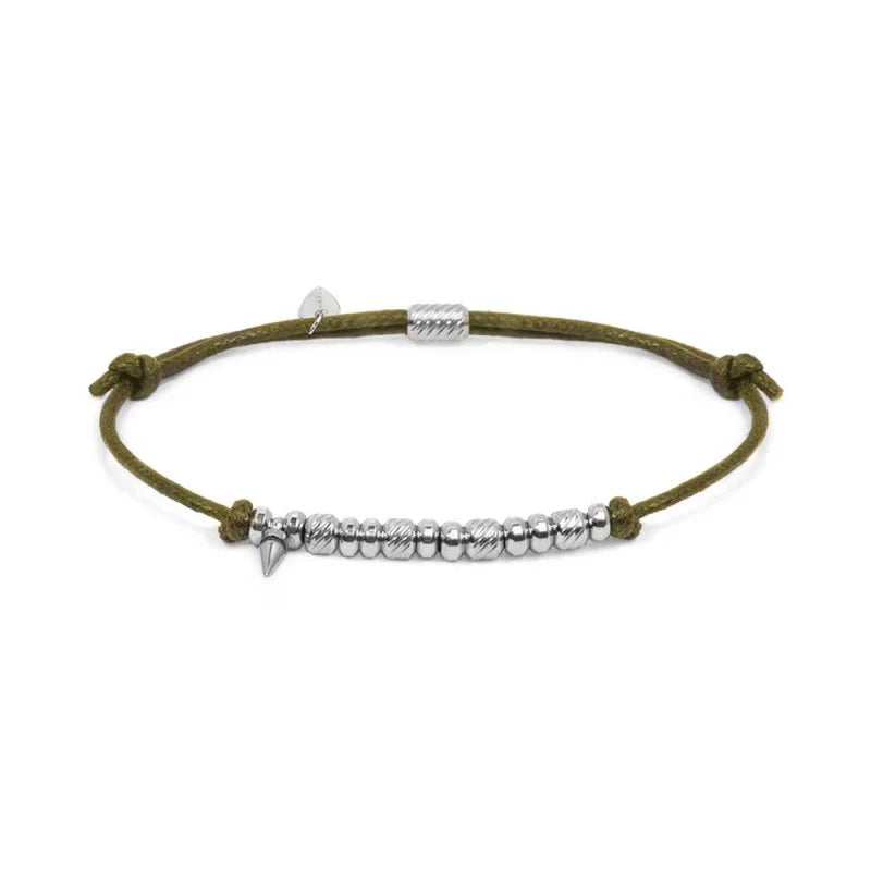 BRACCIALE CORDINO CERATO ELEMENTI IN ACCIAIO E MINI SPIKE