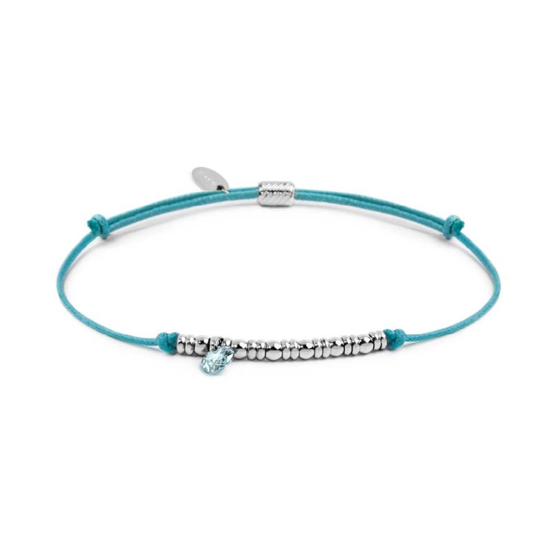 Bracciale cordino con elementi acciaio e zircone pendente