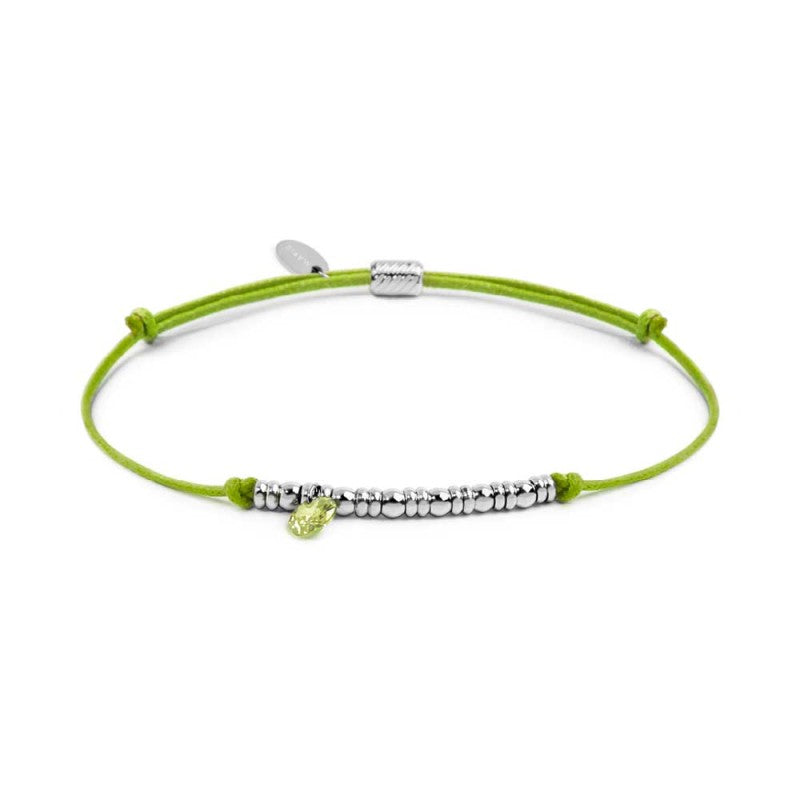 Bracciale cordino con elementi acciaio e zircone pendente