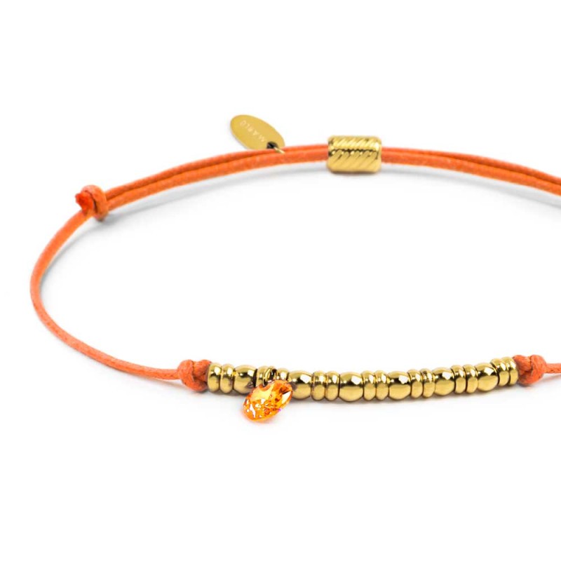 Bracciale cordino con elementi acciaio e zircone pendente