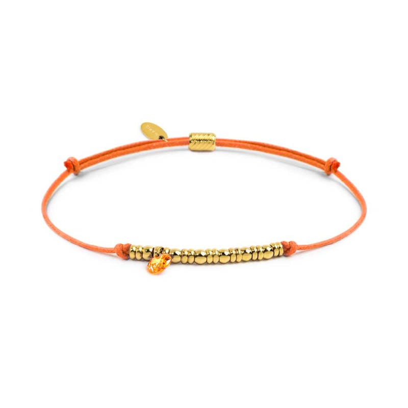 Bracciale cordino con elementi acciaio e zircone pendente