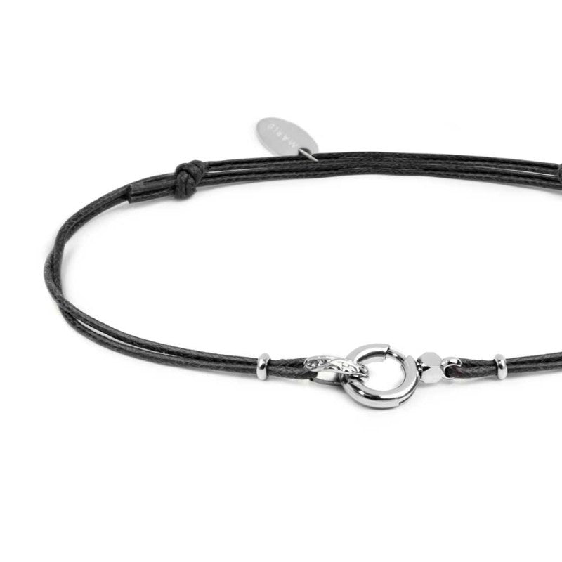 Bracciale cordino con moschettone ad anello centrale