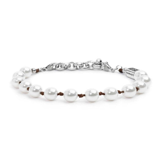 Bracciale cordino marrone con perle 8mm - Desidero