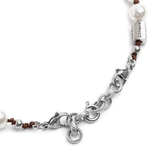 Bracciale cordino marrone con perle 8mm - Desidero