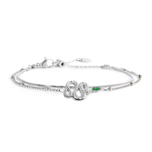 Bracciale doppia catena con serpente e zircone - Desidero