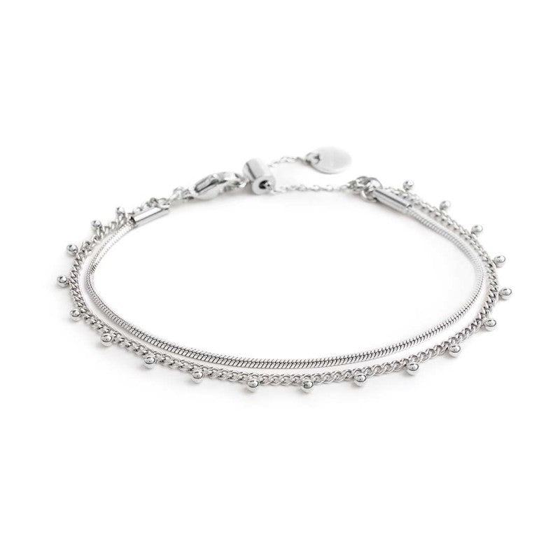 Bracciale doppia catena snake e grumetta con sfere