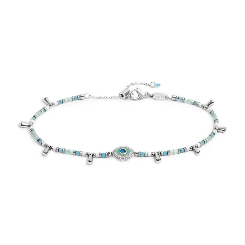 Bracciale elementi di ematite sfacetttata con occhio centrale