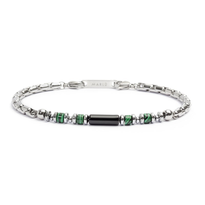 Bracciale elementi in pietra ed elementi in ematite catena box - Desidero