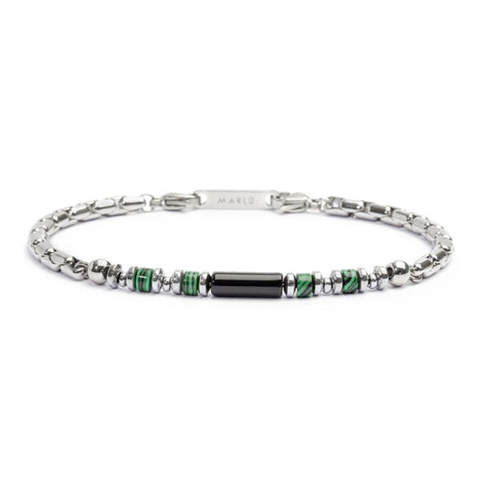 Bracciale elementi in pietra ed elementi in ematite catena box - Desidero