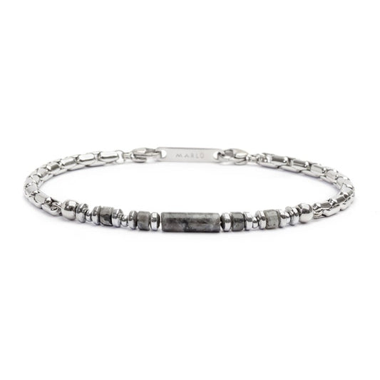 Bracciale elementi in pietra ed elementi in ematite catena box - Desidero