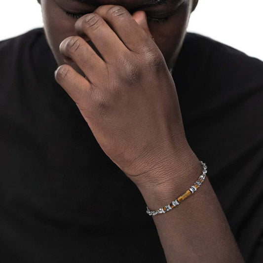 Bracciale elementi in pietra ed elementi in ematite catena marine - Desidero