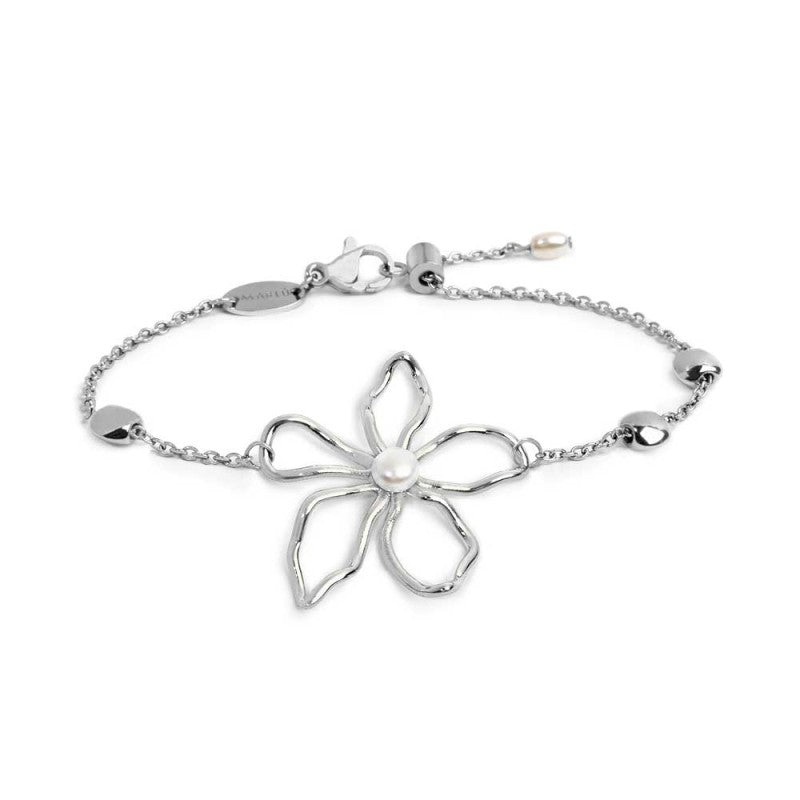 Bracciale fiore con perla centrale