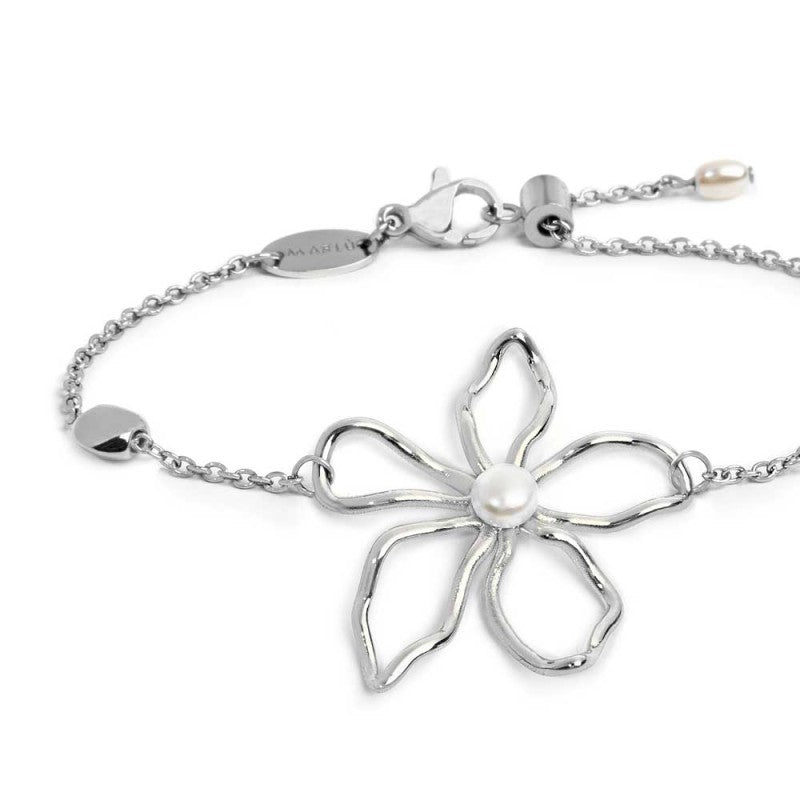 Bracciale fiore con perla centrale