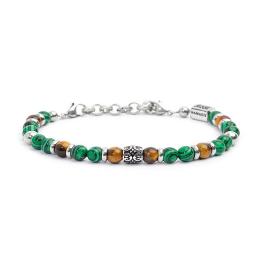 Bracciale malachite e occhio di tigre 6mm - Desidero