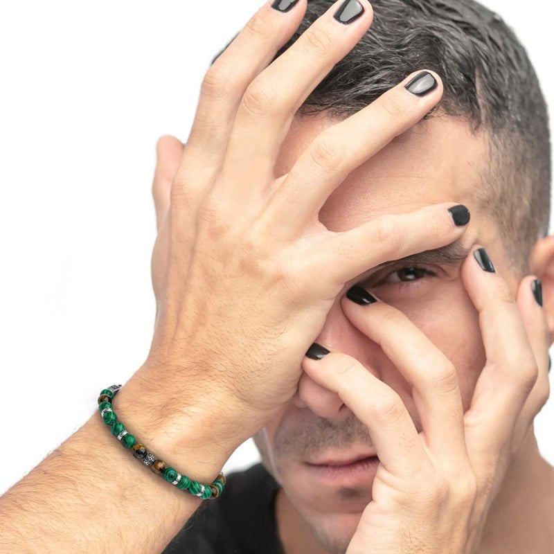 Bracciale malachite e occhio di tigre 8mm - Desidero